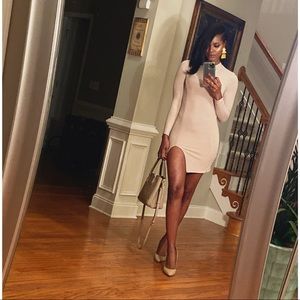 Long sleeve mini dress with split